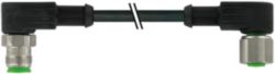 M12 Xtreme male 90°/M12 female 90° A-cod. PUR 4x0.5 bk +drag ch. 1.5m