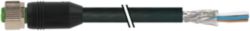 M12 female 0° A-cod. with cable RADOX EM 104 4x0.34 shielded bk 0.5m