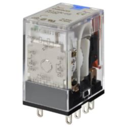 Relay, plug-in, 8-pin, DPDT, 7 A, mechanical & LED indicators, lockable push test button, 24 VDC