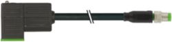 M8 male 0° A-cod. / MSUD valve plug CI-9.4mm small PVC 3x0.34 bk  0.4m