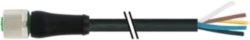 M12 Power female 0° K-cod. with cable PUR 5x1.5 bk UL/CSA+drag ch. 20m