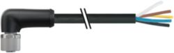 M12 Power female 90° L-cod. with cable PUR 5x2.5 bk 10m