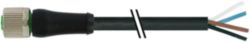 M12 Power female 0° S-cod. with cable PUR 4x1.5 bk UL/CSA+drag ch. 18m