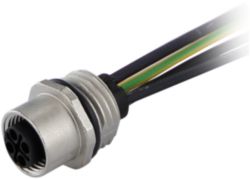 M12 Power female recept. S-cod. front PE-X-wires 4x1.5 1.5m
