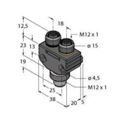 2-voudige verdelersystemen, Y-verdeler zonder kabel, connector M12 × 1