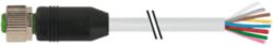 M12 female 0° A-cod. with cable PUR 8x0.34 gy 0.3m