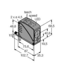 Foto-elektrische sensor, Diffuse lasersensor (looptijdmeting), Met sch