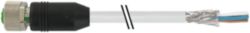 M12 female 0° A-cod. with cable shielded PUR 3x0.34 gy 4.0m