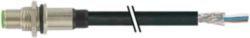M12 male recept. A-cod. shielded rear PUR 4x0.34 shielded bk 2.5m
