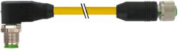 M12 male 90° / M12 female 0° A-cod. TPE 4x18AWG ye UL/CSA. ITC/PLTC 2m