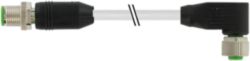 M12 male 0° / M12 female 90° A-cod. shielded PUR 5x0.34 gy  10m