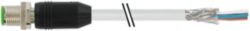 M12 male 0° A-cod. with cable shielded PUR 4x2x0.25 shielded gy 20m