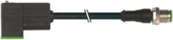 M12 male 0° A-cod. / MSUD valve plug C-8mm PUR 3x0.75 bk +drag ch. 30m