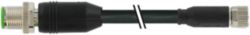 M12 male 0°/M8 fem. 0° A-cod. PUR 4x0.34 shielded bk+drag-ch 10m
