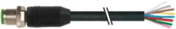 M12 male 0° A-cod. with cable PUR 8x0.34 bk UL/CSA+drag ch. 7m