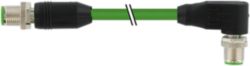 M12 male 90°/M12 male 90° X-cod. PUR 4x2xAWG26 shielded gn 15m