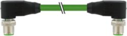 M12 male 90°/M12 male 90° D-cod. PUR 1x4xAWG22 shielded gn+rob 0.4m