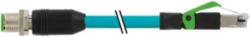 M12 male 0° D-cod./RJ45 male 0° PUR 1x4xAWG22 shielded bu+dragch 5m