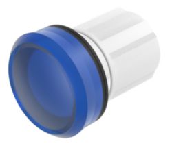indicator blauw, transparente lens, rondom zichtbaar, kunststof body