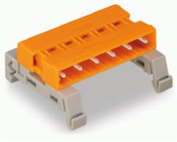 Double pin header DIN-35 rail mounting 12-pole orange