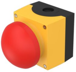 Palm pushbutton red with metal enclosure yellow maintained