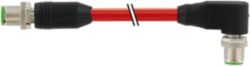 M12 male 0°/M12 male 90° D-cod. PUR 1x4xAWG22 shielded rd+drag-ch 2m