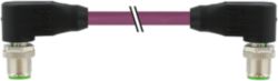 M12 male 90°/M12 male 90° D-cod. PUR 1x4xAWG22 shielded vt+drag-ch 6m