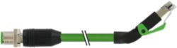 M12 male 0° D-cod./RJ45 45° up PUR 1x4xAWG22 shielded gn+dragch 0.4m