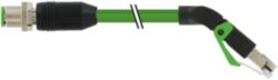 M12 male 0° D-cod./RJ45 45° down PUR 1x4xAWG22 shielded gn+dragch 0.6m