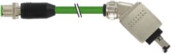 M12 male 0° D-cod./RJ45 90° down PUR 1x4xAWG22 shielded gn+dragch 2.8m