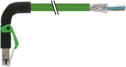 RJ45 male 90° down with cable PUR 1x4xAWG22 shielded gn+drag-ch 70m