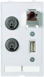 MODLINK  DATA  INSERT 1×USB fem./fem. + 1xRJ45 + 2×PS2 fem./sold.
