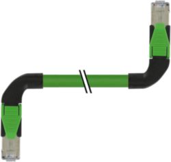 RJ45 90° left/RJ45 90° left PUR 1x4xAWG22 shielded gn+dragch 3m