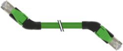 RJ45 45° right/RJ45 45° right PUR 1x4xAWG22 shielded gn+dragch 1m