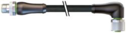 M12 Power male 0° / female 90° S-cod. PUR 4x1.5 bk UL/CSA+drag ch. 3m