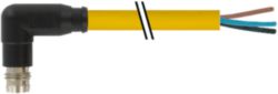 M8 male 90° A-cod. snap-in with cable PUR 3x0.25 ye +drag ch. 10m