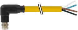 M8 male 90° A-cod. snap-in with cable PUR 4x0.25 ye +drag ch. 3.2m