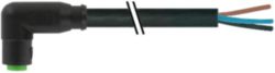 M8 female 90° A-cod. snap-in with cable PUR 3x0.25 bk +drag ch. 1.5m