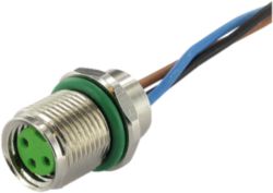 M8 male flange plug rear mount PUR wires 4x0.25 0.5m