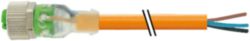 M12 female 0° A-cod. with cable 3LED PUR 4x0.34 or +robot+drag ch. 10m