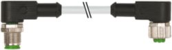 M12 male 90° / M12 female 90° A-cod. PUR 4x0.34 gy 20m