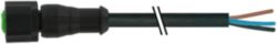 M12 female 0° B-cod. with cable Lite PUR 4x0.34 bk UL/CSA+drag ch. 20m