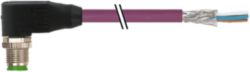 M12 male 90° A-cod. with cable PUR AWG24+22 shielded vt +drag ch. 10m