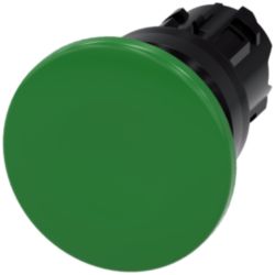 Mushroom pushbutton, 22 mm, round, plastic, green, 40 mm