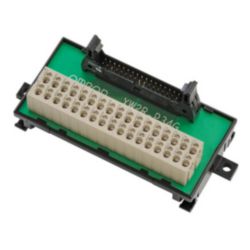 DIN-rail mounting terminal block, MIL40 socket, push-in clamp, 32x OUT + power, for Omron PLC units with MIL40 connectors