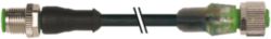 M12 male 0° / M12 female 0° A-cod. LED PUR 5x0.34 bk +drag ch. 1m