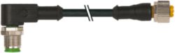 M12 male 90° / M12 female 0° A-cod. PVC 3x0.34 bk UL/CSA 0.3m
