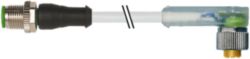 M12 male 0° / M12 female 90° A-cod. LED PUR 3x0.34 gy +drag ch. 5m