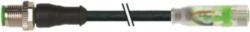 M12 male 0° / M8 female 0° A-cod. LED PUR 3x0.25 bk UL/CSA+robot 2.5m
