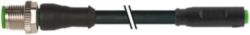 M12 male 0° / M8 female 0° A-cod. snap-in PUR 3x0.25 bk +drag ch. 2m
